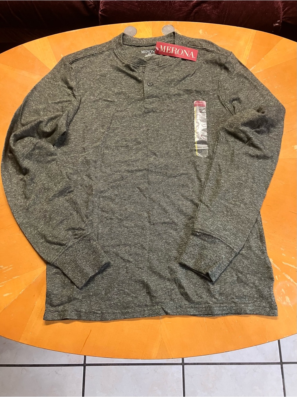 NWT Merona Target Olive Green Striped Henley S